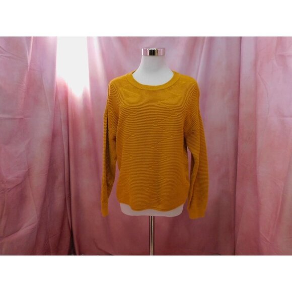 H&M DIVIDED Zig Zag Ribbed Crewneck Cotton Sweater Yellow Size Extra Small XS - Picture 1 of 10